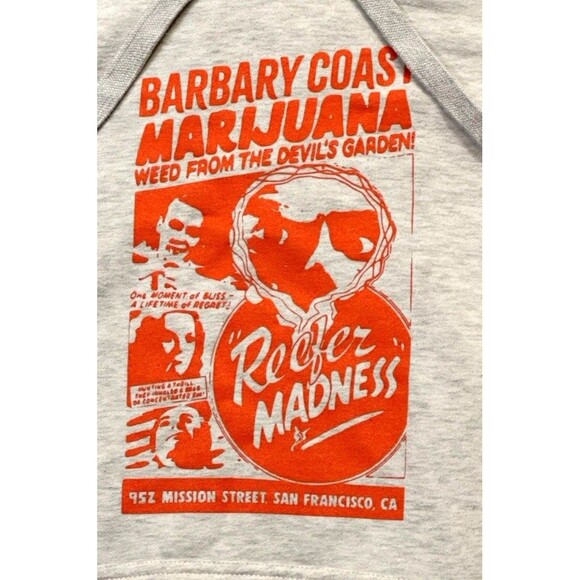 Reefer Madness Gray hoodie Orange Lettering L Barbary Coast San Francisco - Picture 2 of 10